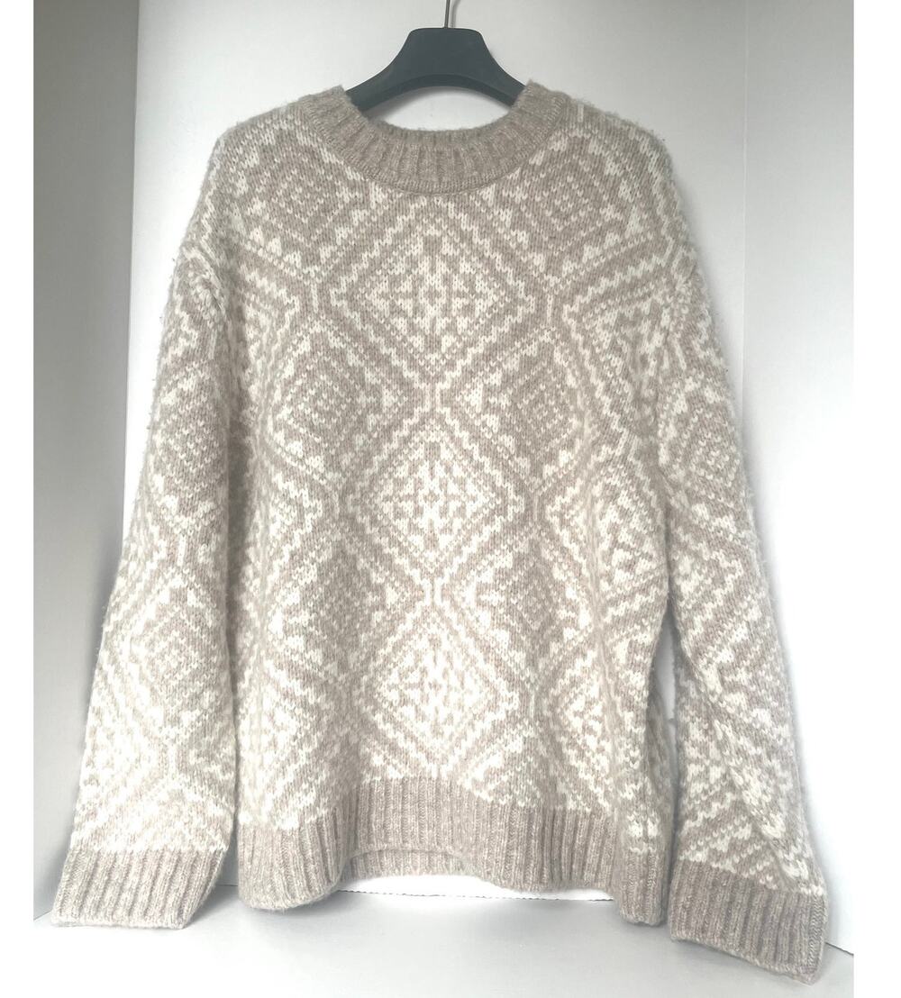 White + Warren Alpaca Wool Nordic Fair Isle Sweater Womens Large